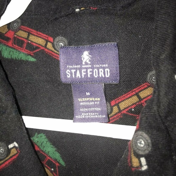 STAFFORD Mens Pajama Set Sz M Cotton Holiday Christmas Rare Station Wagon - Picture 3 of 8